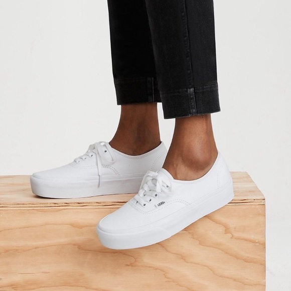 vans authentic platform true white